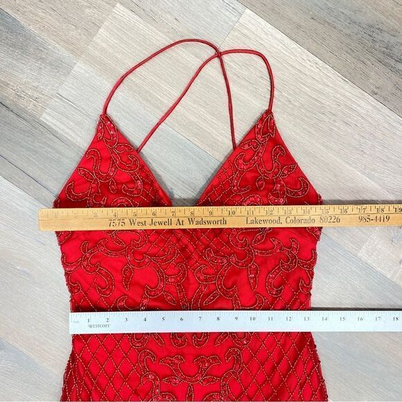 Jules and Cleo Beaded Sequin Mermaid‎ Sheath Dress Red Juniors 6 - Picture 11 of 13
